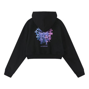 ORI FREDERIQO WOMEN PRINTED HOODED SWEATSHIRT-BLACK