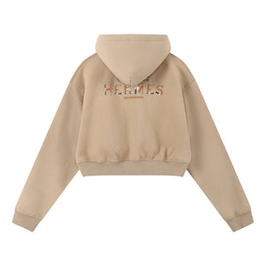 ORI FREDERIQO WOMEN PRINTED HOODED ZIP-UP JACKET-KHAKI