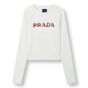 ORI FREDERIQO WOMEN PRINTED LONG-SLEEVE T-SHIRT-WHITE