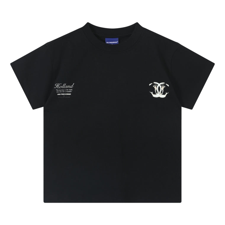 ORI FREDERIQO WOMEN PRINTED WASHED T-SHIRT-BLACK