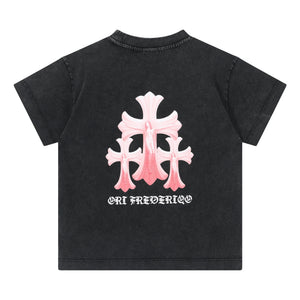 ORI FREDERIQO WOMEN PRINTED WASHED T-SHIRT-BLACK