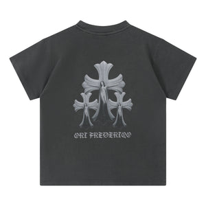 ORI FREDERIQO WOMEN PRINTED WASHED T-SHIRT-GREY