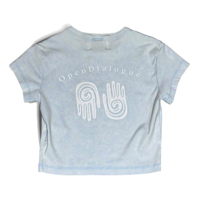 OPEN DIALOGUE WOMEN SLIM T-SHIRT-WASHED BLUE