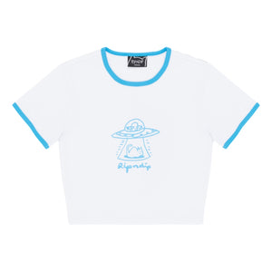 RIPNDIP WOMEN'S BLONDED CROPPED RINGER TEE-WHITE