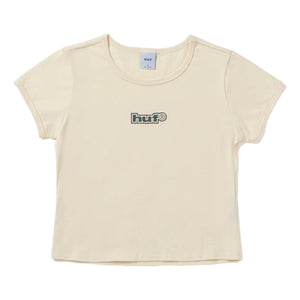 HUF WOMEN'S FOIL LOGO S/S BABY KNIT TEE-WHITE