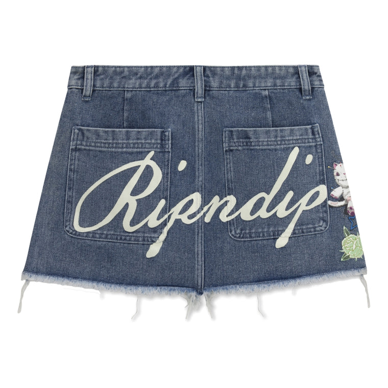 RIPNDIP WOMNE'S TRAVIS DENIM SKIRT-LIGHT WASH