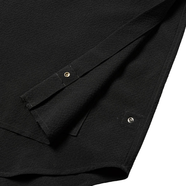MEANSWHILE WOOL SEERSICKER SIDE SLITE L/S SHIRT-BLACK