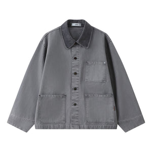 ESPRIT WORKWEAR JACKET WITH CORDUROY COLLAR-GREY