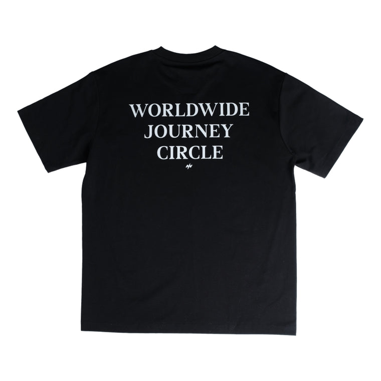 NINE POINT NINE WORLD JORUNEY CIRCLE S/S TEE-BLACK