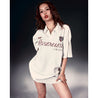 ROSEMAESE WAFFLE OVERSIZED POLO TEE-WHITE