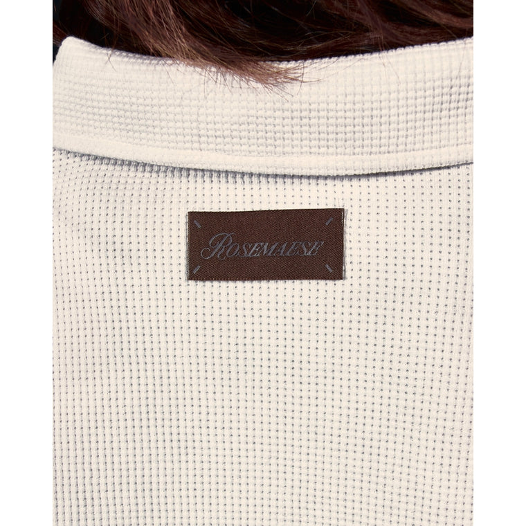 ROSEMAESE WAFFLE OVERSIZED POLO TEE-WHITE