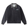ESPRIT WASH EFFECT HALF ZIP COLLARED SWEATSHIRT-BLACK