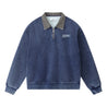 ESPRIT WASH EFFECT HALF ZIP COLLARED SWEATSHIRT-BLUE