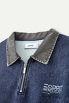 ESPRIT WASH EFFECT HALF ZIP COLLARED SWEATSHIRT-BLUE