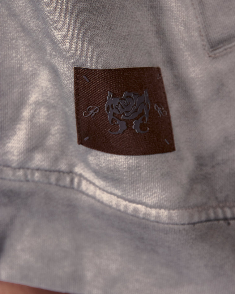ROSEMAESE WASHED SCRIPT ZIP HOODIE-GREY