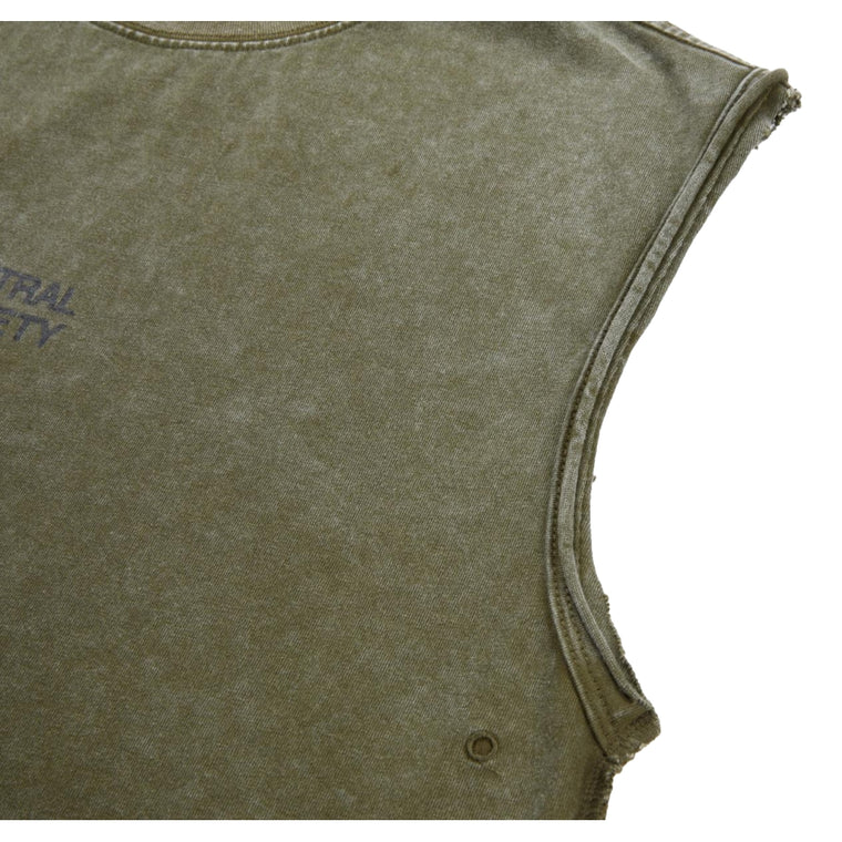 NEUTRAL SOCIETY SNOW WASH LOGO SLEEVELESS-OLIVE
