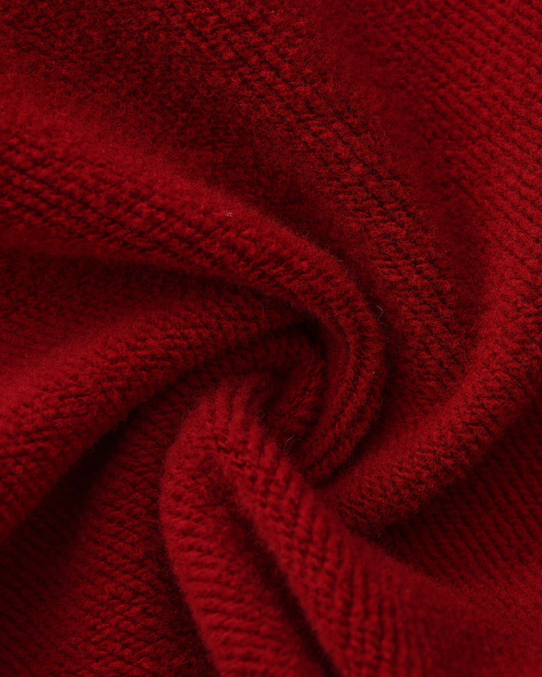 ROSEMAESE WINTER COTTON ZIPPER HOODIE-RED