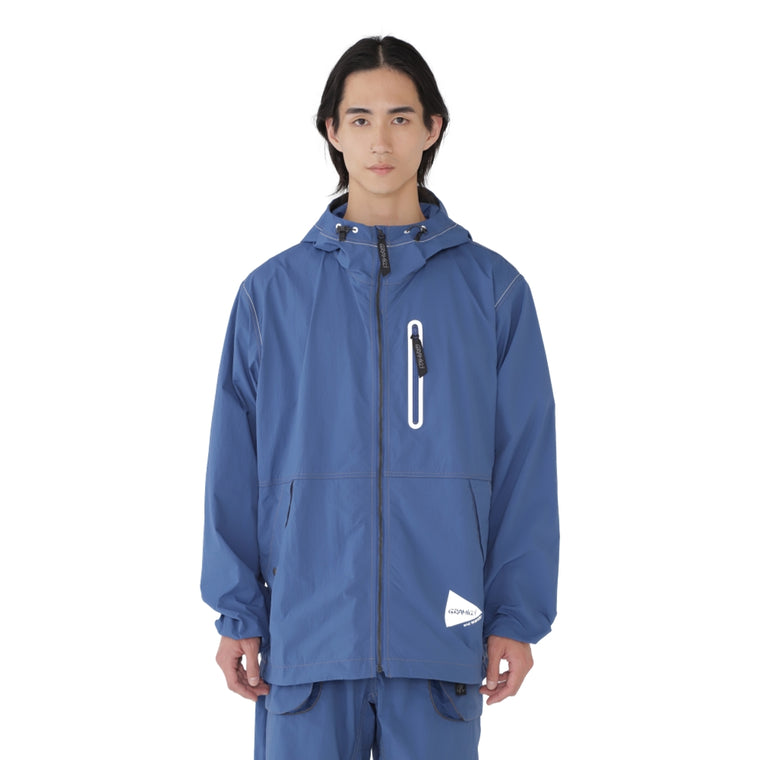 AND WANDER X GRAMICCI BRUSHED NYLON JACKET-BLUE