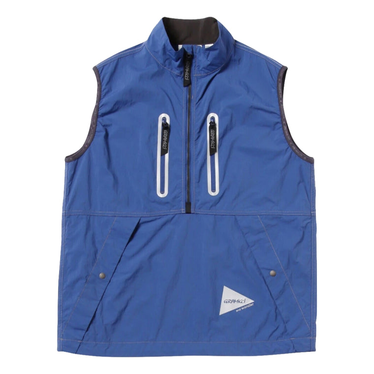AND WANDER X GRAMICCI BRUSHED NYLON VEST-BLUE