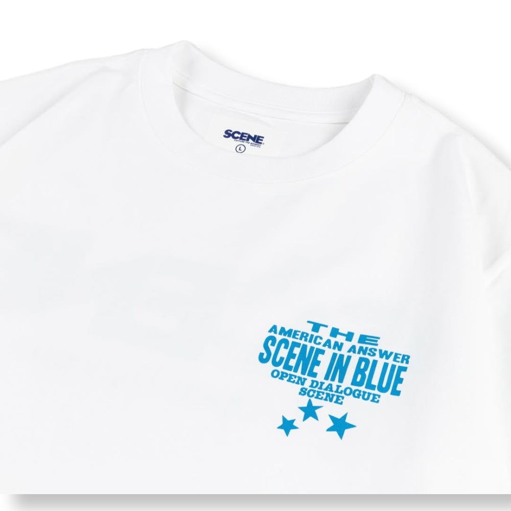 SCENE BY ICE FIRE X OPEN DIALOGUE SCENE IN BLUE TEE-WHITE