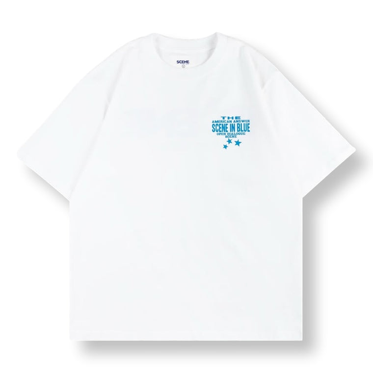 SCENE BY ICE FIRE X OPEN DIALOGUE SCENE IN BLUE TEE-WHITE