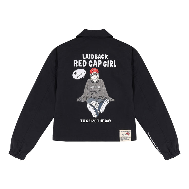 A[S]USL X RED CAP GIRL COACH JACKET-BLACK