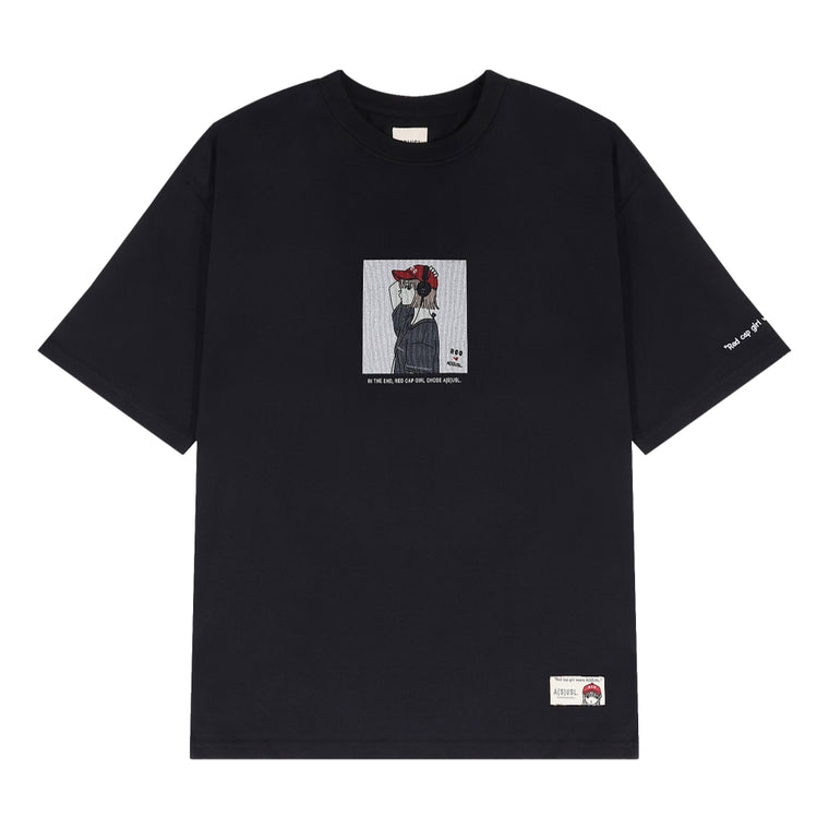 A[S]USL X RED CAP GIRL GRAPHIC TEE-BLACK
