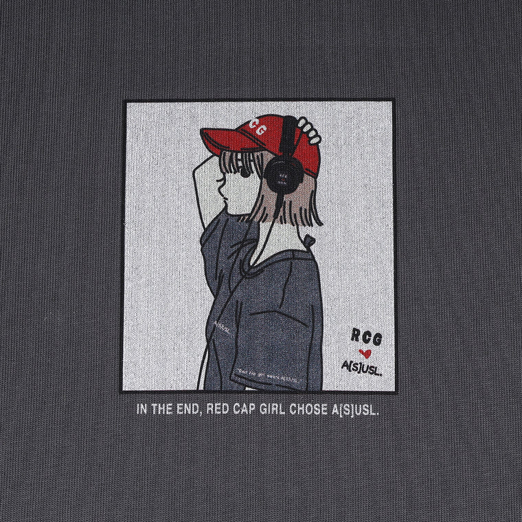 A[S]USL X RED CAP GIRL GRAPHIC TEE-CHARCOAL