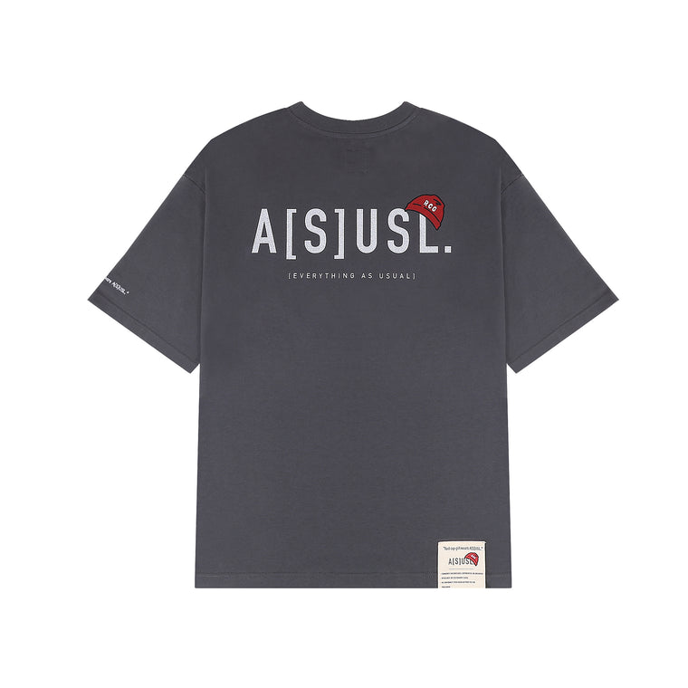 A[S]USL X RED CAP GIRL GRAPHIC TEE-CHARCOAL