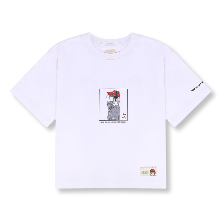 A[S]USL X RED CAP GIRL GRAPHIC TEE-WHITE