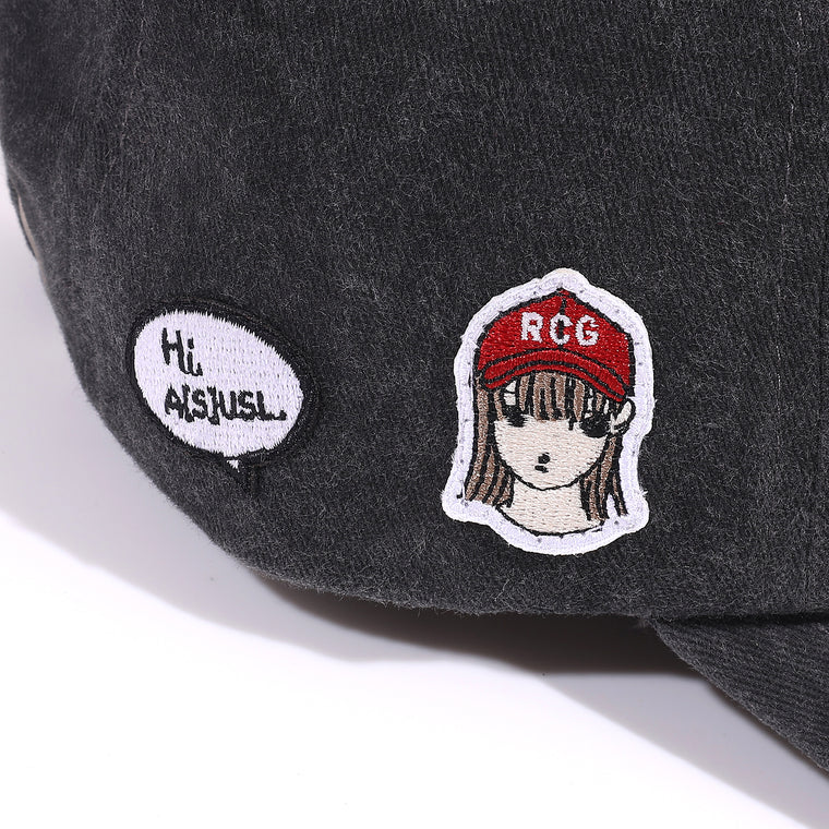 A[S]USL X RED CAP GIRL SNOW WASH DAD CAP-BLACK