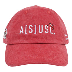 A[S]USL X RED CAP GIRL SNOW WASH DAD CAP-RED
