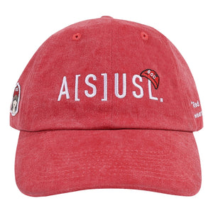 A[S]USL X RED CAP GIRL SNOW WASH DAD CAP-RED
