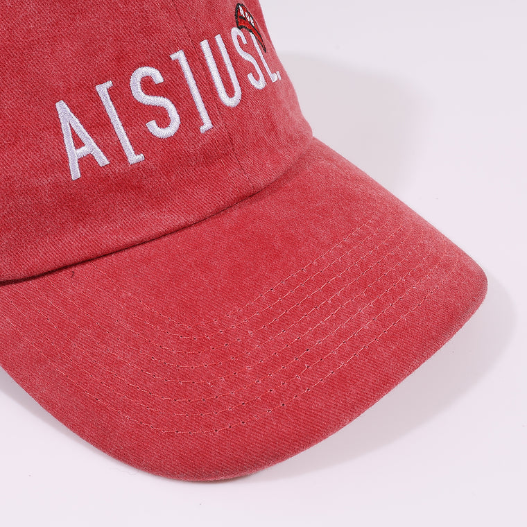 A[S]USL X RED CAP GIRL SNOW WASH DAD CAP-RED