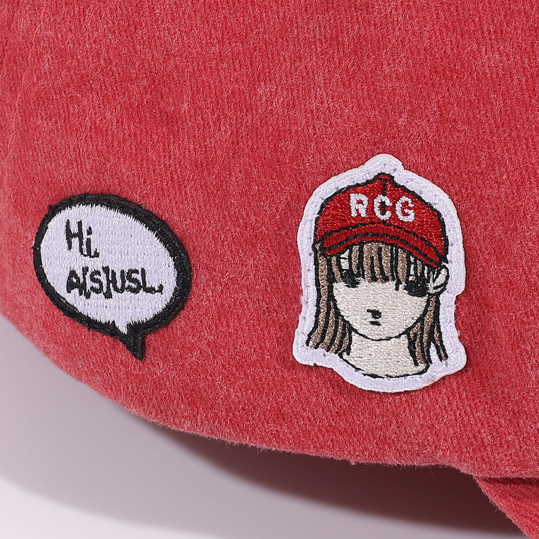 A[S]USL X RED CAP GIRL SNOW WASH DAD CAP-RED