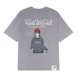 A[S]USL X RED CAP GIRL SNOW WASH TEE-GREY