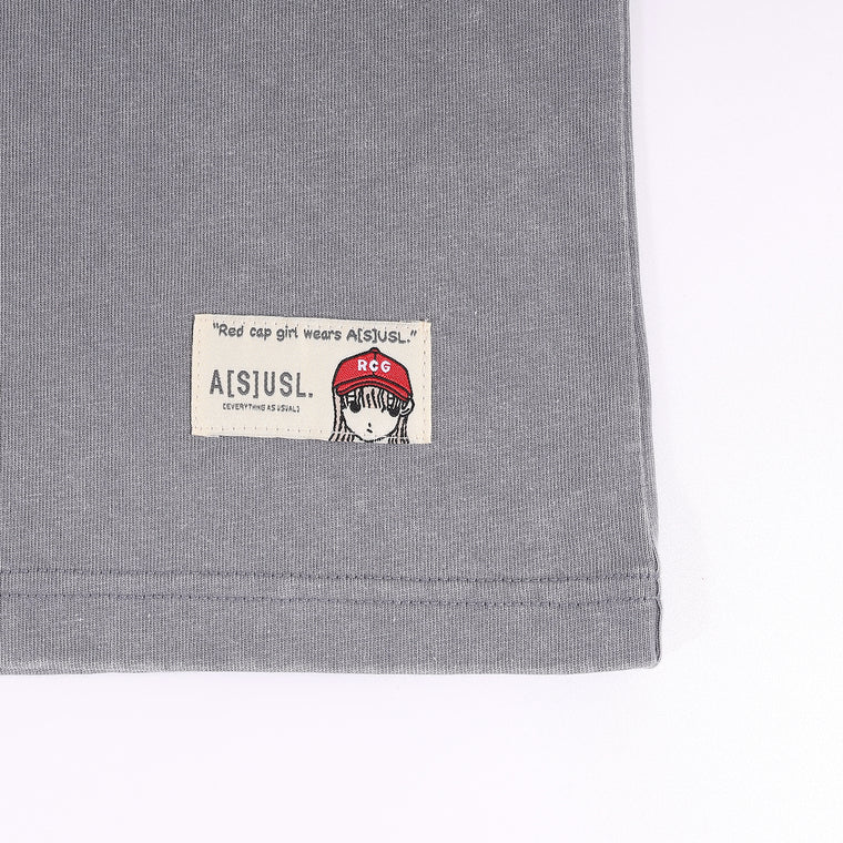 A[S]USL X RED CAP GIRL SNOW WASH TEE-GREY