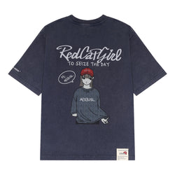 A[S]USL X RED CAP GIRL SNOW WASH TEE-NAVY