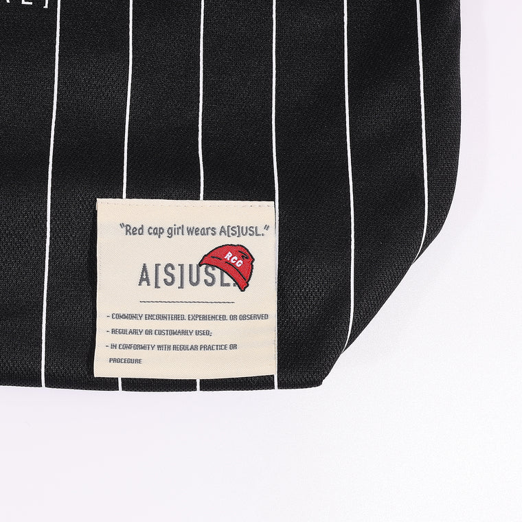A[S]USL X RED CAP GIRL STRIPES TOTE BAG-BLACK STRIPES