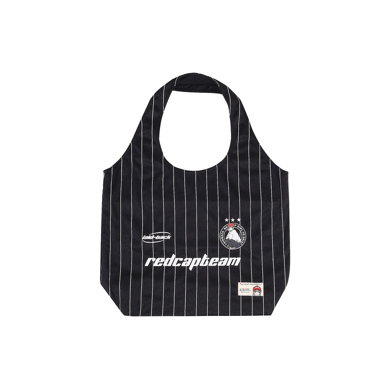A[S]USL X RED CAP GIRL STRIPES TOTE BAG-BLACK STRIPES