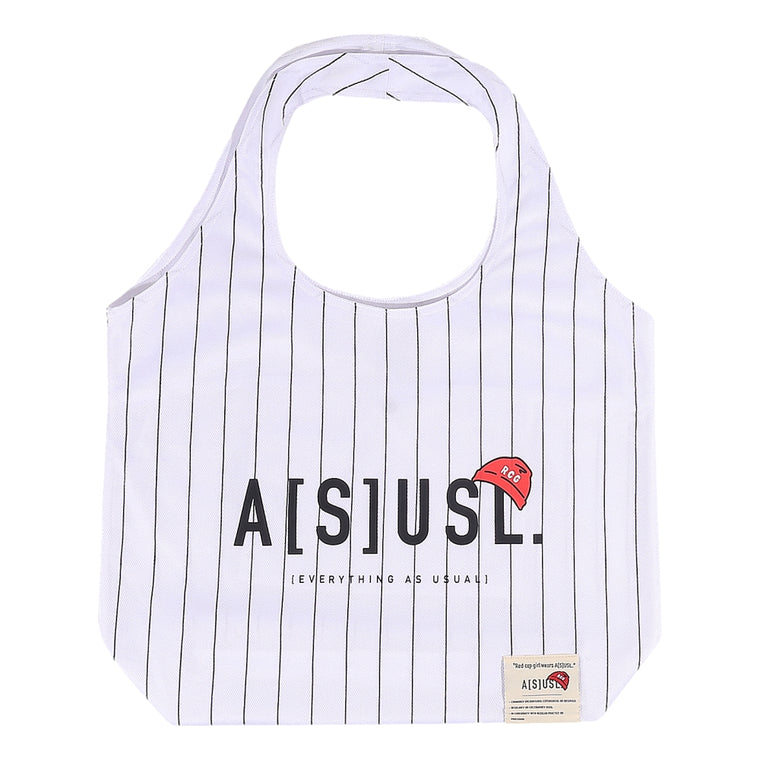 A[S]USL X RED CAP GIRL STRIPES TOTE BAG-WHITE STRIPES