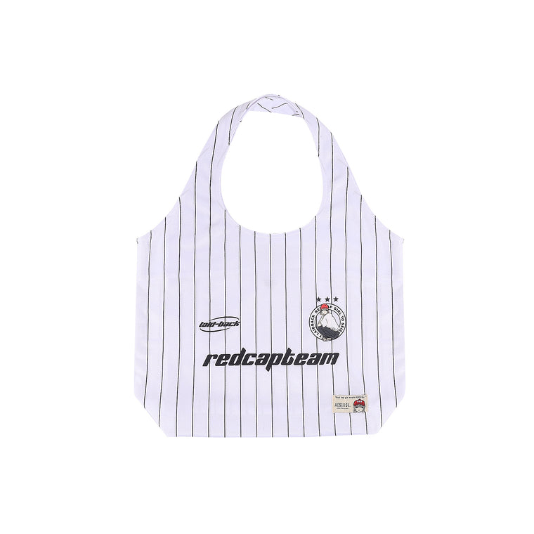 A[S]USL X RED CAP GIRL STRIPES TOTE BAG-WHITE STRIPES