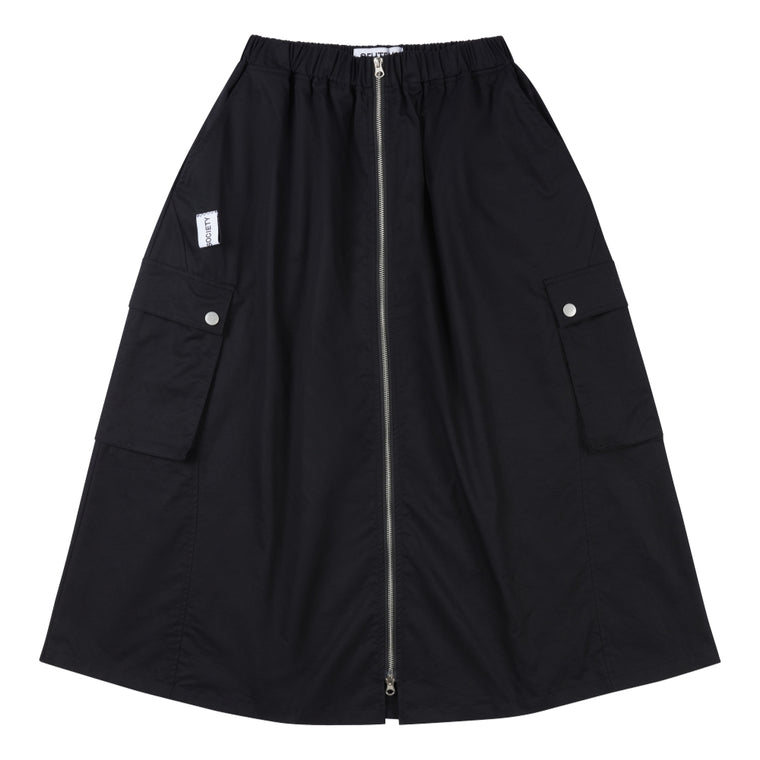 NEUTRAL SOCIETY ZIPPER CARGO SKIRT-BLACK