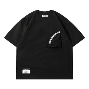 NEUTRAL SOCIETY ZIPPER POCKET TECH. BIG TEE-BLACK