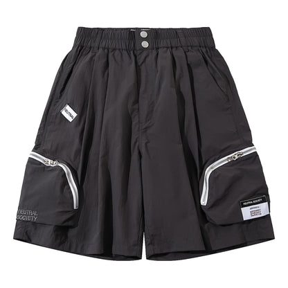 NEUTRAL SOCIETY ZIPPER POCKET TECH. SHORTS-DARK GREY
