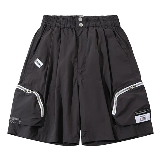 NEUTRAL SOCIETY ZIPPER POCKET TECH. SHORTS-DARK GREY