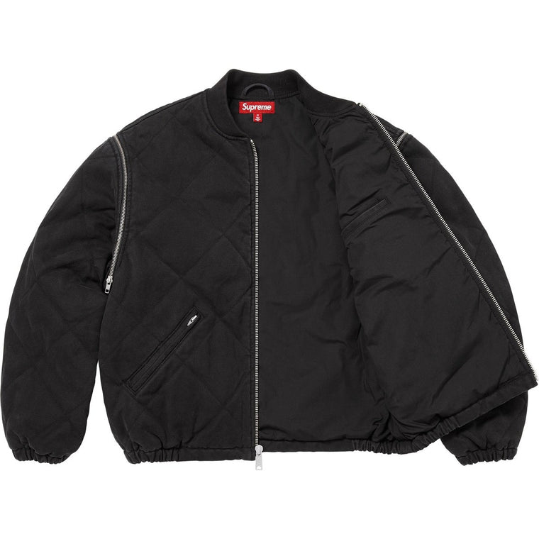 SUPREME ZIP-OFF SLEEVE QUILTED BOMBER JACKET-BLACK
