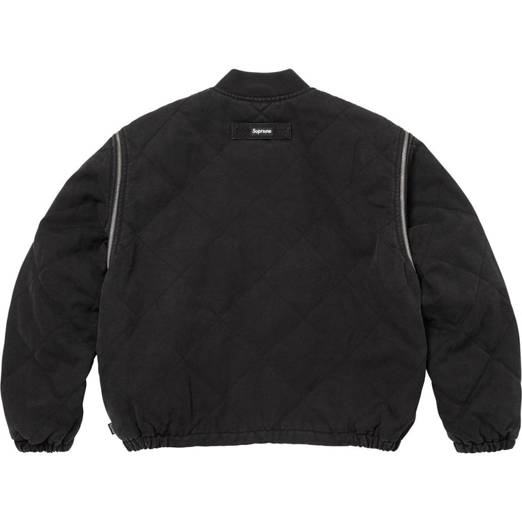 SUPREME ZIP-OFF SLEEVE QUILTED BOMBER JACKET-BLACK