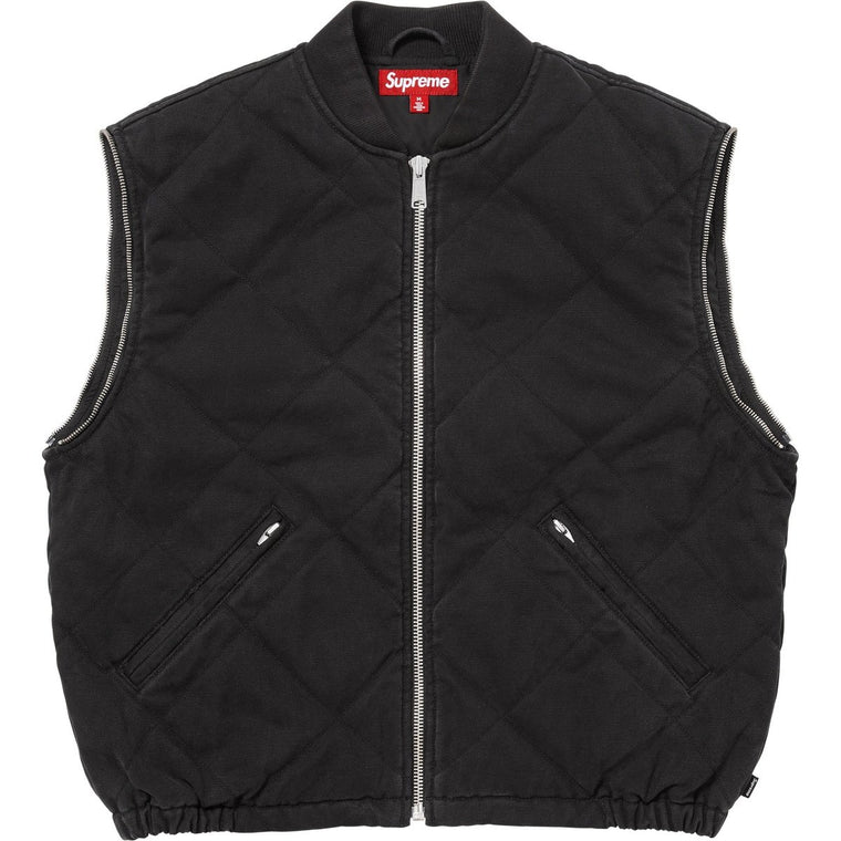 SUPREME ZIP-OFF SLEEVE QUILTED BOMBER JACKET-BLACK
