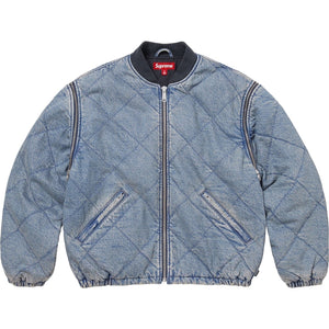 SUPREME ZIP-OFF SLEEVE QUILTED BOMBER JACKET-DENIM
